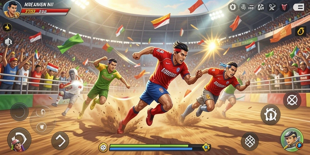 Screenshot gameplay 2757 menampilkan aksi balapan yang mendebarkan.
