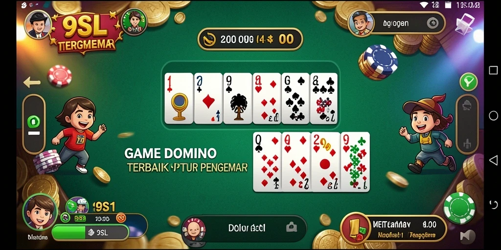 Menampilkan gameplay seru dari game Domino 9SL.