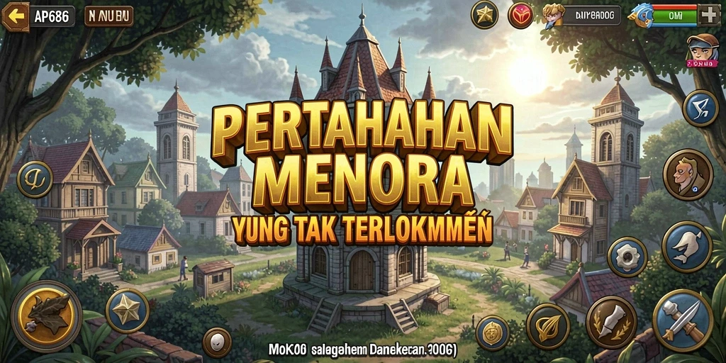 Tampilan gameplay menara pertahanan yang mendebarkan dan strategis.