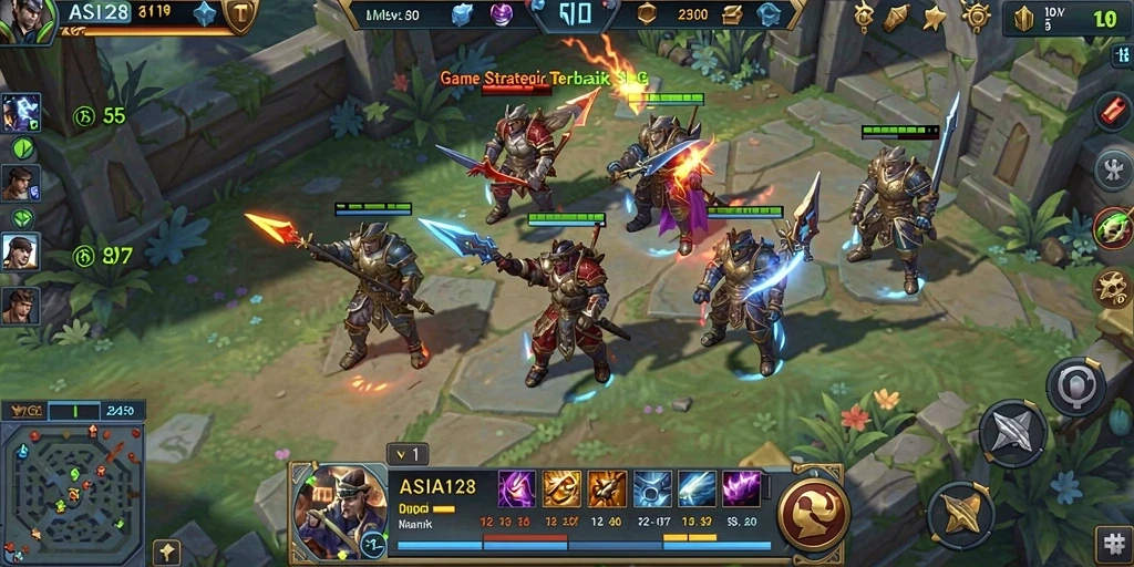 Tangkapan layar gameplay <strong>ASIA128</strong> yang menunjukkan strategi pertempuran yang mendebarkan.