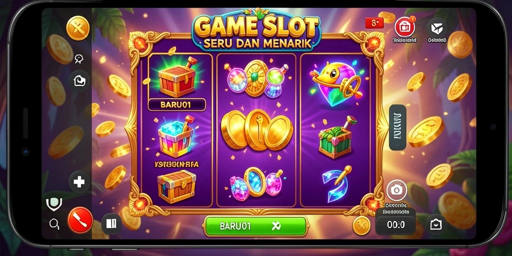 Screenshot gameplay BARU01 menampilkan mesin slot yang menarik dengan berbagai tema.