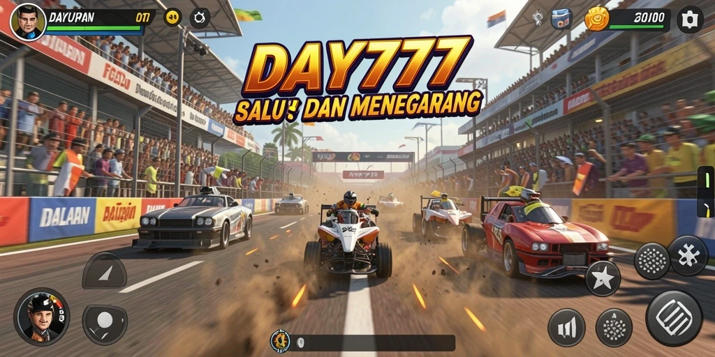 Tampilan gameplay balapan yang mengasyikkan di DAY777.