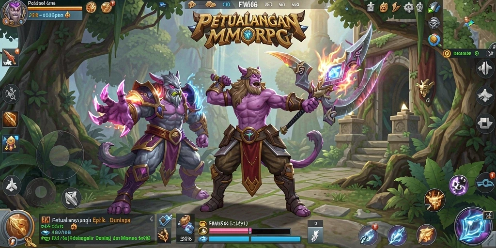 Tangkapan layar gameplay FW66 yang menampilkan pertarungan epik dalam MMORPG.