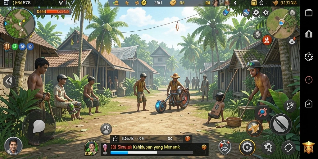 Screenshot gameplay ID678 yang menampilkan karakter dalam suasana kehidupan sehari-hari.