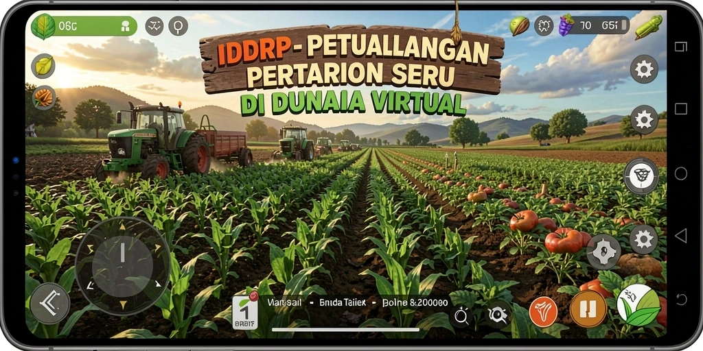 Tampilan gameplay menarik dari IDRRP dengan aktivitas bertani yang seru.