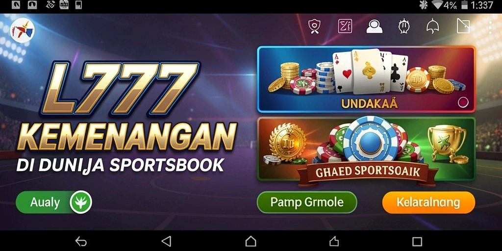Tampilan layar utama L777 dengan berbagai pilihan taruhan olahraga.