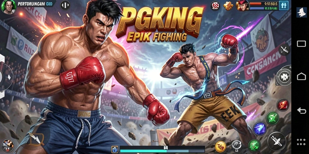 Screenshot PGKING menampilkan pertarungan epik antara karakter terbaik.