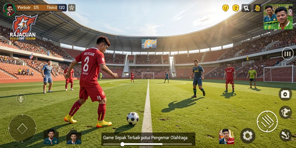 Gameplay menarik dengan aksi sepak bola yang mendebarkan di RAJACUAN.