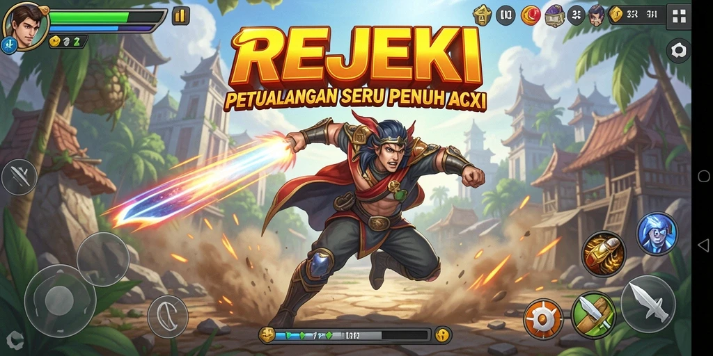 Screenshot gameplay REJEKI dengan aksi penuh intensitas.