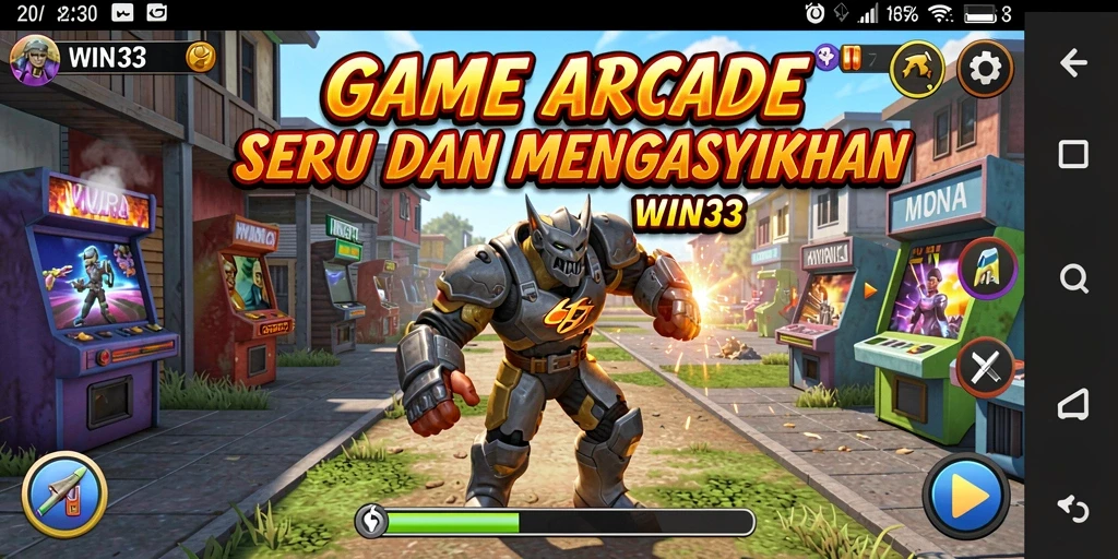 Tampilan gameplay seru di WIN33 dengan tantangan Arcade.