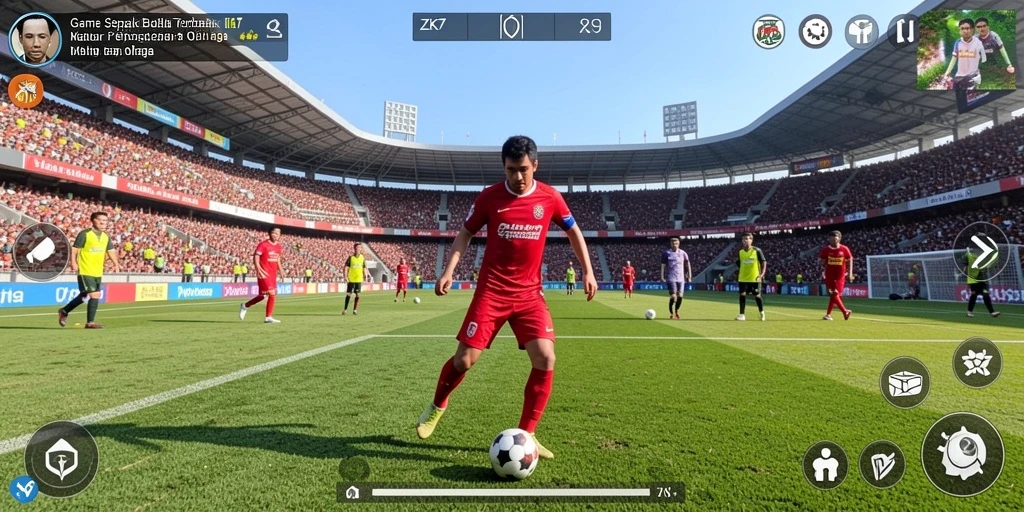 Tampilan gameplay menarik dalam <strong>ZK7</strong> menunjukkan aksi sepak bola yang seru.